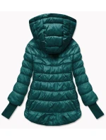 Krátká dámská bunda v mořské barvě s úpletovými stahovacími lemy (P22/P3-6636-56)