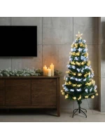 DEKORATIVNÍ VÁNOČNÍ STROMEK Z OPTICKÝCH VLÁKEN TEPLÝ STUDENÝ BÍLÝ 120CM