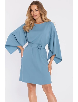 M908 Šaty s ozdobnými širokými rukávy - nebesky modré M908 Šaty s ozdobnými širokými rukávy - nebesky modré