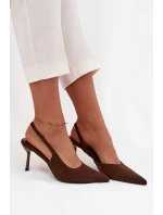 Dámské lodičky s otevřenou patou Lenira – čokoládové