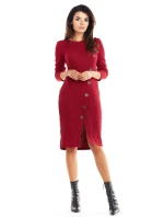 Denní dámské šaty A342 bordó - Awama Denní dámské šaty A342 bordó - Awama