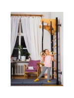 GYNASTICKÝ STŮL ZE DŘEVA A KOVU S DŘEVĚNÝM KAMENEM A PŘÍSLUŠENSTVÍM Lavička 211B A076 pro děti