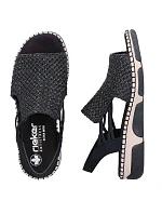 Pohodlné dámské sandály na platformě černé Rieker 66241-00