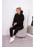 Zateplená souprava s mikinou vázanou ve spodní části černé barvy Zateplená souprava s mikinou vázanou ve spodní části černé barvy