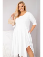 Dámská bavlněná suknička Plus Size s asymetrickým spodním lemem bílá