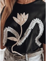 Dámské tričko oversize s 3D efektem PETINIA černá FashionStreet RY2716