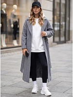 Dlouhý dámský kabát s páskem, mezisezónní, tmavě modrý, FashionStreet NY0775 Dlouhý dámský kabát s páskem, mezisezónní, tmavě modrý, FashionStreet NY0775