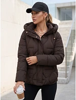 Dámská zimní prošívaná bunda s kapucí, hnědá, FashionStreet TY5940