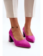 Sametové lodičky na podpatku Fuksiová Alessyndra
