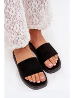 Dámské Pantofle Na Platformě Z Eko Semiše Černé Jorina