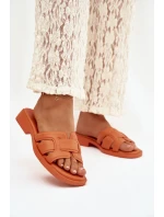 Dámské pantofle na plochém podpatku oranžové Lorania