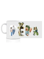 Personalizovaný klasický bílý keramický hrníček 300 ml máma/táta/babi/děda z fotek
