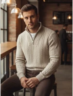 Pánský svetr se stojáčkem béžový FashionStreet WX2327