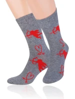 Vzorované pánské ponožky Steven art.136 Srdíčka