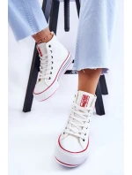 Dámské vysoké textilní tenisky na platformě Big Star LL274185 Bílá Dámské vysoké textilní tenisky na platformě Big Star LL274185 Bílá