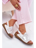 Dámské Kožené Sandály Na Klínu S Pletením Maciejka L7067-11 Bílé