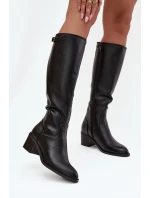 Dámské zimní kozačky s podpatkem a přezkou Vinceza 58589 Černé