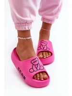 Dámské pěnové pantofle na masivní podrážce s medvídkem Fuchsia Lamira