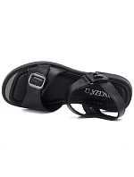 Dámské černé kožené sandály Vinceza 26-62303