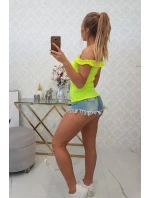 Španělská halenka s volánky žlutá neonová Španělská halenka s volánky žlutá neonová