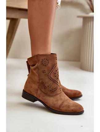 Dámské Nízké Botky S Výřezem Na Zip Hnědé Irinette