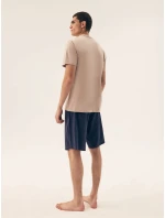 Pánské pyžamo Dreamber 42632-02X Béžová / tmavě modrá - Henderson