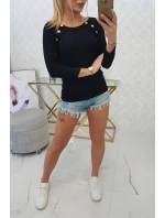 Halenka s ozdobnými knoflíky černá