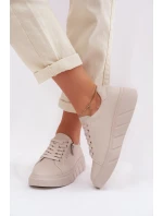 Kožené dámské polobotky s zipem béžové Althea