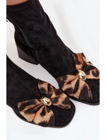 Dámské kotníkové boty s mašlí D&A – černé