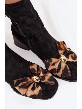 Dámské kotníkové boty s mašlí D&A – černé