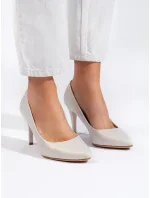 Luxusní  lodičky dámské bílé na širokém podpatku