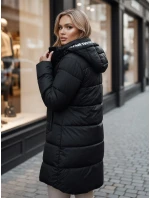 Dámská oboustranná bunda PURRBREEZ dlouhá prošívaná bunda s kapucí černá FashionStreet TY4661