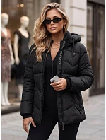 Dámská zimní prošívaná bunda s kapucí, černá, FashionStreet TY5751 Dámská zimní prošívaná bunda s kapucí, černá, FashionStreet TY5751