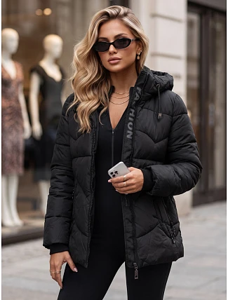 Dámská zimní prošívaná bunda s kapucí, černá, FashionStreet TY5751 Dámská zimní prošívaná bunda s kapucí, černá, FashionStreet TY5751