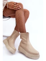 Dámské kožené boty na platformě Bežové Jenefer