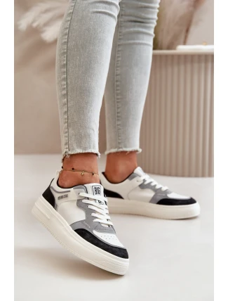 Dámské Nízké Tenisky Z Eko Kůže Big Star OO274028 Bílá-Šedá