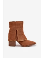 Dámské kotníkové boty na podpatku s otočeným lemem Camel Idalia