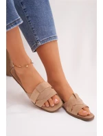Dámské ploché sandály s pásky Eko Zamszové Béžové Florane
