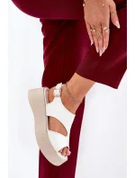 Dámské sandály na platformě 5227 Ecru s béžovou - Ideal shoes