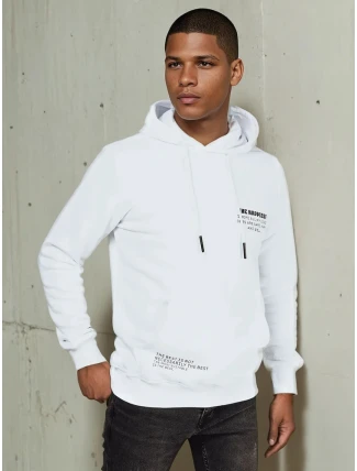 Pánská mikina s kapucí bílá FashionStreet BX5686