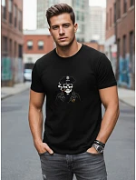 Pánské bavlněné tričko s potiskem černé FashionStreet NX0128R Pánské bavlněné tričko s potiskem černé FashionStreet NX0128R