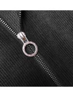 Černý žebrovaný teplákový komplet s ozdobnými stahovacími lemy (AMG-345A) Černý žebrovaný teplákový komplet s ozdobnými stahovacími lemy (AMG-345A)