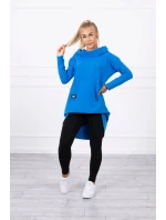 Mikina s kapucí s dlouhými zády chrpová