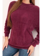 Dámský svetr s měkkou strukturou a dlouhým rukávem švestkový