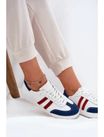 Zazoo N1068 Kožené Nízké Tenisky Dámské Bílá-Námořnická Modrá