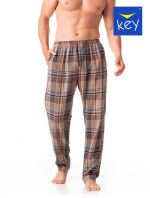 Pánské pyžamové kalhoty MHT 421 B23 hnědé káro - Key