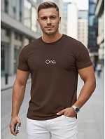 Pánské bavlněné hnědé tričko s potiskem FashionStreet NX5125R