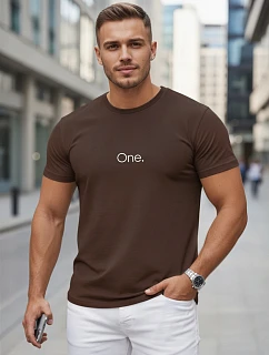 Pánské bavlněné hnědé tričko s potiskem FashionStreet NX5125R