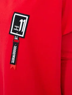 Oversize mikina s asymetrickými boky červená