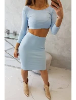 Souprava halenky a sukně v modré barvě